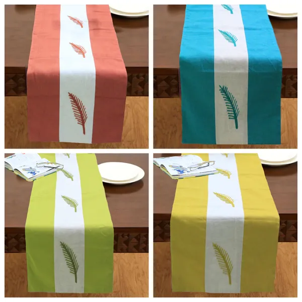 Adornado_leaf_embroidery_Blue_Table_Runner_With_Place_Mat_and_Napkin-Dining_&_Center_Table_for_Decoration_and_Party