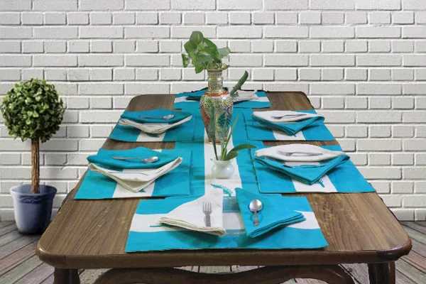 Adornado_leaf_embroidery_Blue_Table_Runner_With_Place_Mat_and_Napkin-Dining_&_Center_Table_for_Decoration_and_Party