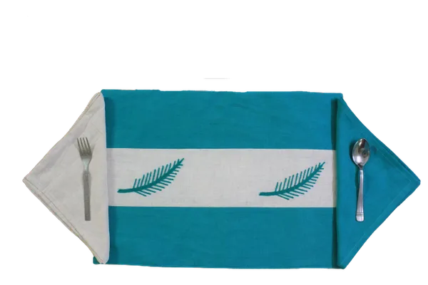 Adornado_leaf_embroidery_Blue_Table_Runner_With_Place_Mat_and_Napkin-Dining_&_Center_Table_for_Decoration_and_Party