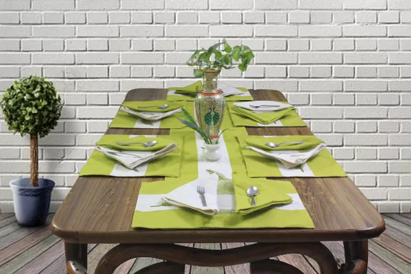 Adornado_leaf_embroidery_Green_Table_Runner_With_Place_Mat_and_Napkin-Dining_&_Center_Table_for_Decoration_and_Party