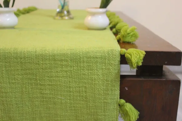 Pack_of_1_Piece_Cotton_Spring_Green_Merit_Tassel_Collection_Table_Runner-For_Dining_&_Center_Table