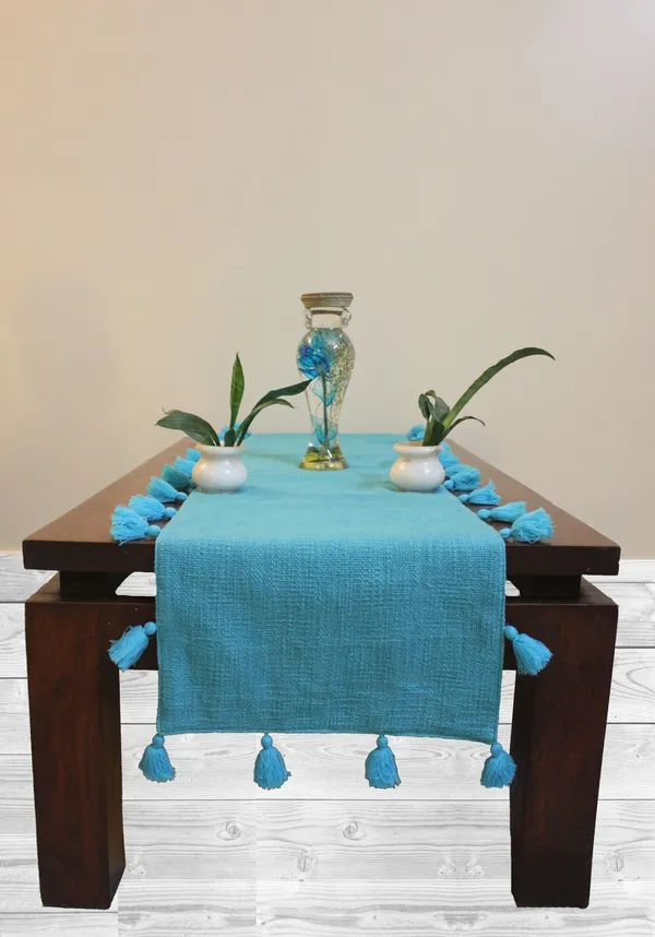 Pack_of_1_Piece_Cotton_Tropical_Blue_Merit_Tassel_Collection_Table_Runner-For_Dining_&_Center_Table