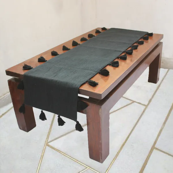 Pack_of_1_Piece_Cotton_Midnight_Black_Merit_Tassel_Collection_Table_Runner-For_Dining_&_Center_Table