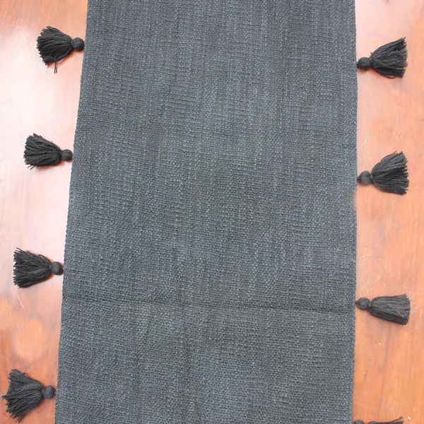 Pack_of_1_Piece_Cotton_Midnight_Black_Merit_Tassel_Collection_Table_Runner-For_Dining_&_Center_Table