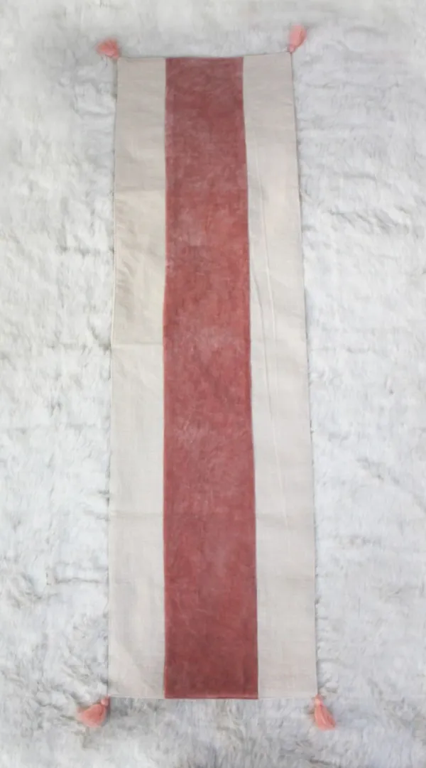Pack_of_1_Piece_Cotton_Candel_Light_Peach_Paradise_Velvet_Collection_Table_Runner-For_Dining_&_Center_Table