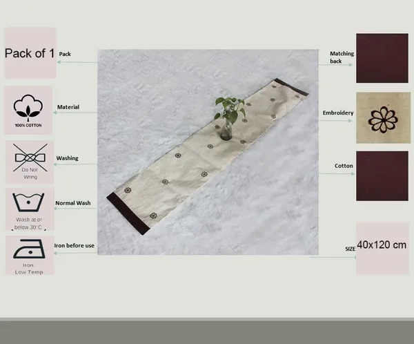 Pack_of_1_Piece_Cotton_Brown_Eric_Flora_Embroidery_Collection_Table_Runner_For_Dining_&_Center_Table