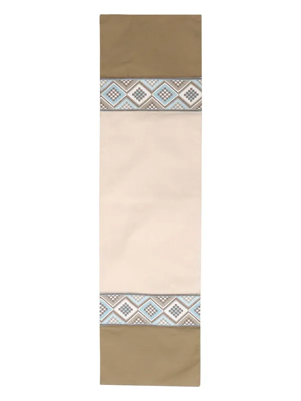 Pack_of_1_Piece_Cotton_Blue-Beige_Mesh_Jacquard_Collection_Table_Runner-For_Dining_&_Center_Table