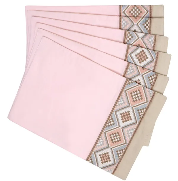 Mesh_Jacquard_Collection_Pink_Table_Runner_With_Place_Mat_and_Napkin-Dining_&_Center_Table_for_Decoration_and_Party