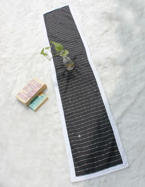 Pack_of_1_Piece_Cotton_Black_Harmony_Sequence_Collection_Table_Runner-For_Dining_&_Center_Table