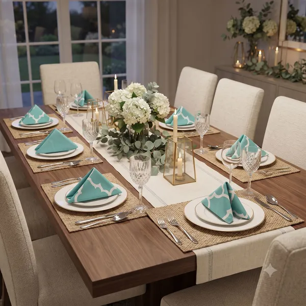 Pack_of_12_Pieces_Cotton_Aqua_Ogee_Printed_and_Plain_Napkin_Set_for_Dining_and_Kitchen