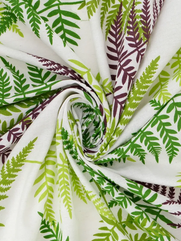 Pack_of_3_Pieces_Cotton_Garden_Green_Rosy_Reflections_Printed_Eyelet_Curtain_Set_For_Bedroom_and_Living_Room