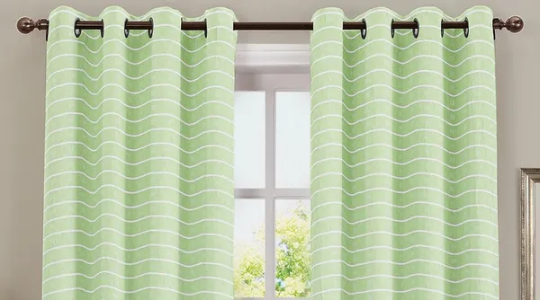 Pack_of_2_Cotton_Lime_Green_Check_Reflection_Collection_Eyelet_Curtainfor_Window_and_Door