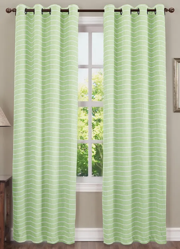Pack_of_2_Cotton_Lime_Green_Check_Reflection_Collection_Eyelet_Curtainfor_Window_and_Door