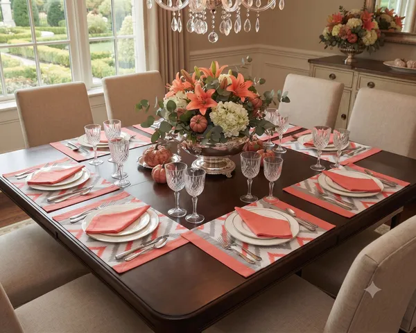 Pack_for_18_Pieces_Cotton_Coral_Ikat_Chevron_Printed_Place_Mat_With_Napkin_Set_for_Dining_and_Center_Table