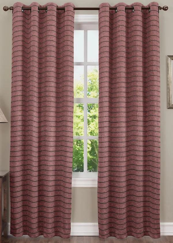 Pack_of_2_Cotton_Ancient_Copper_Check_Reflection_Collection_Eyelet_Curtainfor_Window_and_Door