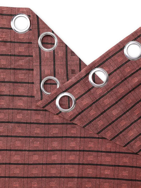 Pack_of_2_Cotton_Ancient_Copper_Check_Reflection_Collection_Eyelet_Curtainfor_Window_and_Door