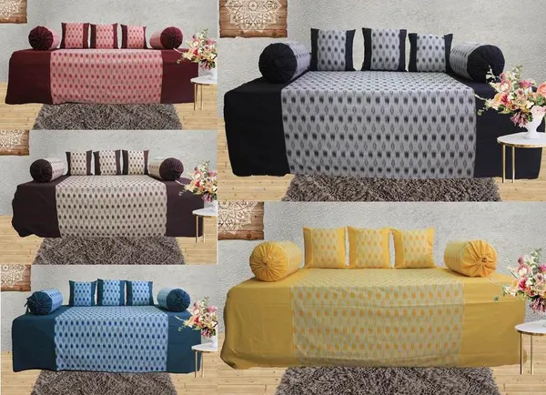 Pack_of_6_Pieces_Cotton_Fossil_Black_Pochampaaly_Weave_Ikat_Printed_Collection_Diwan_Set_For_Living_Room