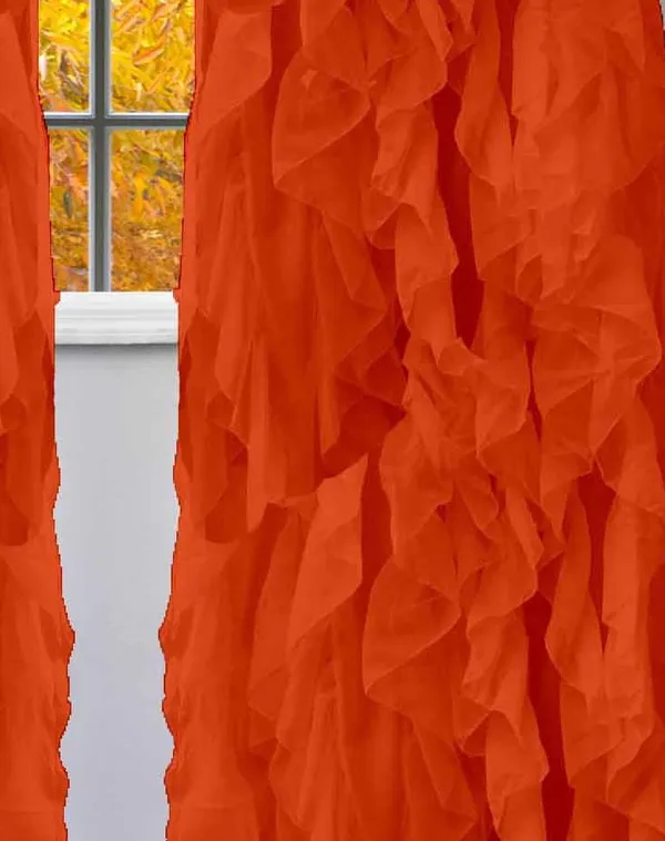 Pack_of_2_Cotton_Orange_Vertical_Ruffel_Sheer_Rod_Pocket_Curtain_Set_for_Window_and_Door