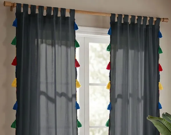 Pack_of_2_Cotton_Black_Sheer_Summer_fun_Multi_Tassel_Tab_Top_Curtain_Set_for_Window_and_Door