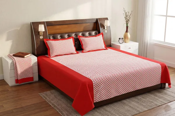 Pack_of_3_Pieces_Cotton_Red_Polka_Dot_Printed_Bedsheet_Set_With_Pillow_Covers_for_Bedroom,_Guest_Room,_Kids_Room