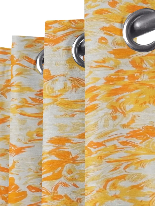 Pack_of_2_Cotton_Sunshine_Yellow_Rosy_Reflections_Collection_Eyelet_Curtain_Set_for_Window_and_Door