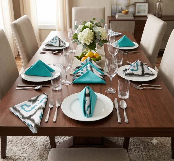 Pack_of_12_Pieces_Cotton_Aqua_3_Ikat_Printed_and_Plain_Napkin_Set_for_Dining_and_Kitchen