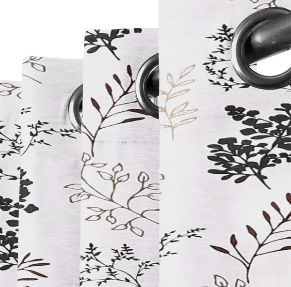 Pack_of_3_Pieces_Cotton_Midnight_Black_Bloom_Bliss_Printed_Collection_Eyelet_Curtain_Set_For_Bedroom_and_Living_Room