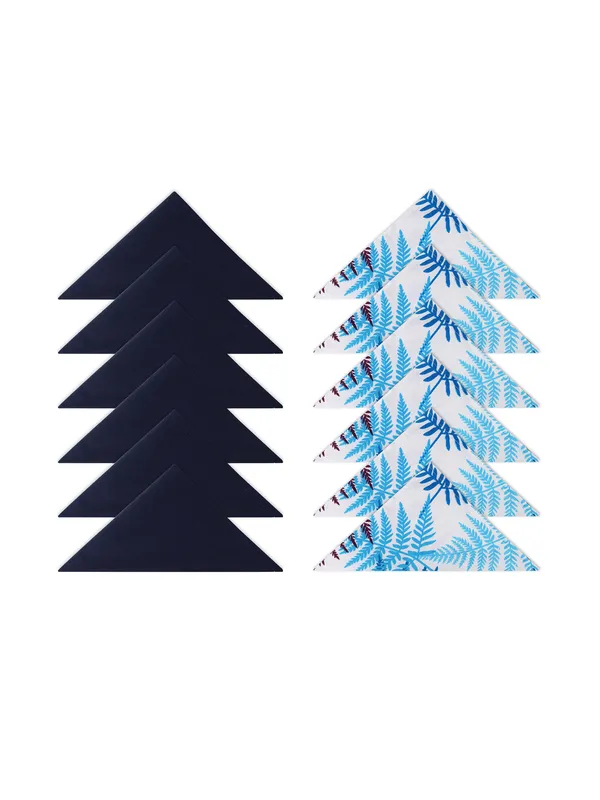 Pack_of_12_Pieces_Cotton_Blue_Tropical_Leaf_Printed_and_Plain_Napkin_Set_for_Dining_and_Kitchen