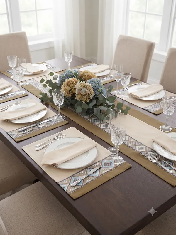 Pack_of_18_Pieces_Cotton_Beige_Arizona_ikatee_Collection_Place_Mat_With_Napkin-For_Dinning_Table,_Center_Room_and_Kitchen
