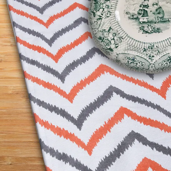Pack_of_5,_7_&_9_Pieces_Cotton_Orange_Chevron_Printed_Table_Runner_With_Place_Mat_for_Dining_&_Center_Table