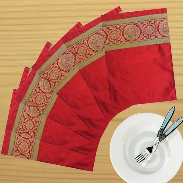 Pack_of_18_Pieces_Polysilk_Maroon_Zari_Floral_Brocket_Place_Mat_With_Napkin_for_Dining_and_Center_Table