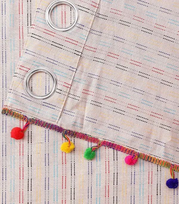 Pack_of_2_Cotton_Oyster_Beige_Pastel_Stripe_Pompom_Collection_Eyelet_Curtainfor_Window_and_Door