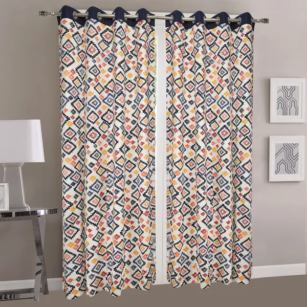 Pack_of_3_Cotton_Blue_Multi_Star_Printed_With_Floral_Net_Eyelet_Curtain_Set_for_Window_and_Door