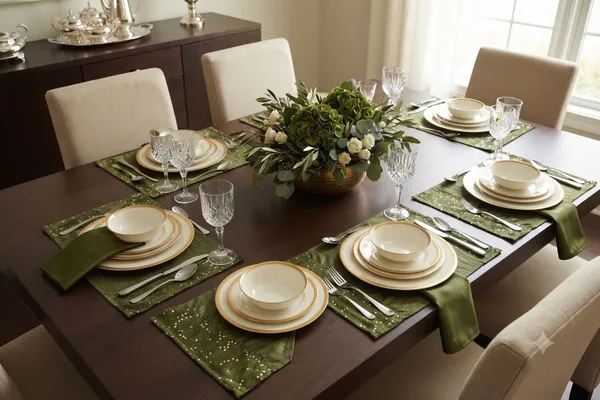 Pack_of_18_Pieces_Polysilk_Green_Squence_Place_Mat_for_Dining_and_Center_Table