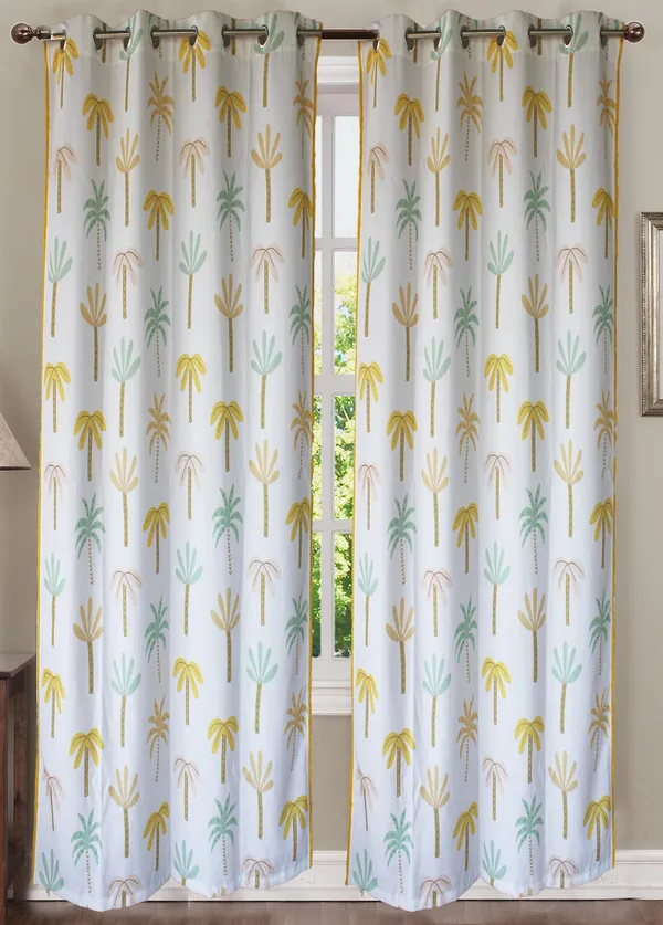 Pack_of_2_Pieces_Polyester_Mustard_Palm_Breeze_Digital_Printed_Eyelet_Curtain_Set_For_Bedroom_and_Living_Room
