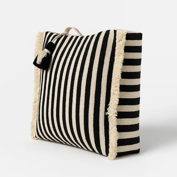 Pack_of_1_Piece_Cotton_Black_Cream_Stripe_Villa_Collection_Shoulder_Bag_for_Girl_and_Women