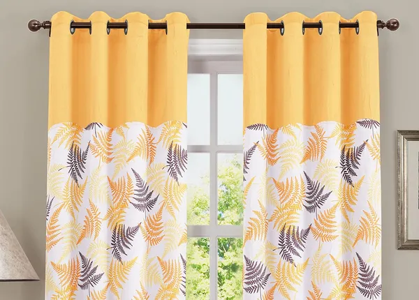 Pack_of_2_Pieces_Cotton_Yellow_Tropical_Leaf_Printed_Eyelet_Curtain_Set_for_Window_and_Door
