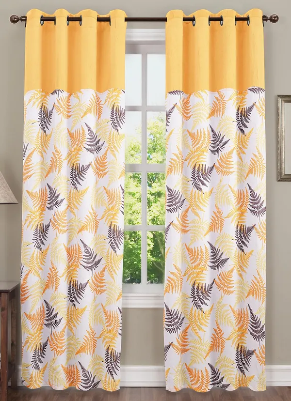 Pack_of_2_Pieces_Cotton_Yellow_Tropical_Leaf_Printed_Eyelet_Curtain_Set_for_Window_and_Door