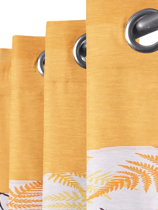 Pack_of_2_Pieces_Cotton_Yellow_Tropical_Leaf_Printed_Eyelet_Curtain_Set_for_Window_and_Door