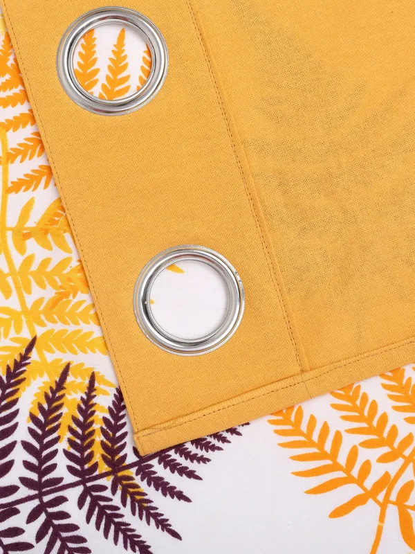 Pack_of_2_Pieces_Cotton_Yellow_Tropical_Leaf_Printed_Eyelet_Curtain_Set_for_Window_and_Door