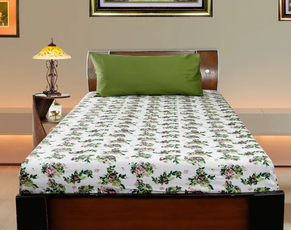 Pack_of_2_&_3_Pieces_Cotton_Green_Rose_Printed_Bedsheet_Set_With_Pillow_Covers_for_Bedroom,_Guest_Room,_Kids_Room