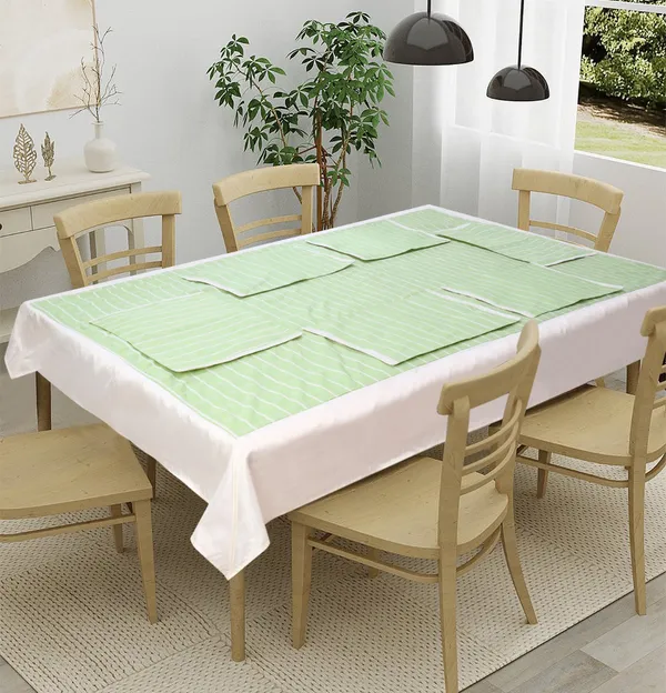 Pack_of_5,7,9_Cotton_Green_Check_Reflection_Collection_Table_Cover_With_Place_Mat-for_Dining_and_Center_Table