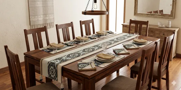 Pack_of_1_Piece_Cotton_Beige_Black_Amber_Ikat_Collection_Table_Runner-For_Dining_&_Center_Table