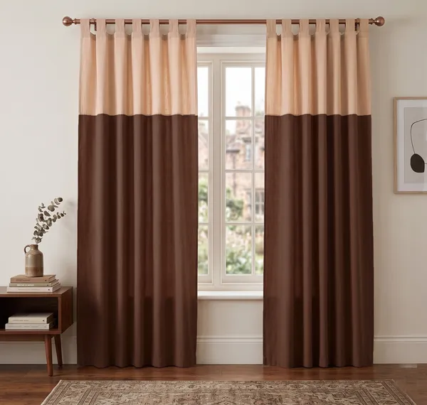 Pack_of_2_Piece_Cotton_Brown_Solid_Sheer_Summer_fun_Colorful_Tab_Top_Curtain_Set_for_Door_Curtain-For_Bedroom_and_Living_Room