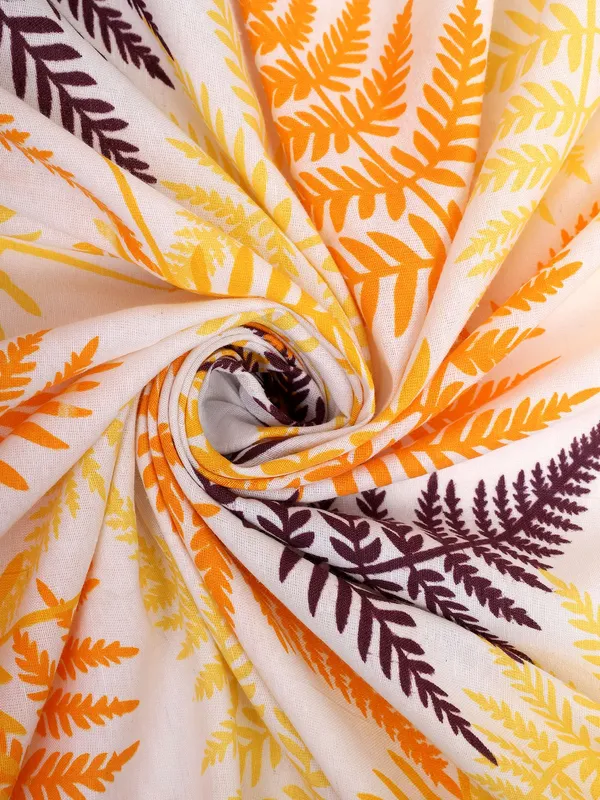 Pack_of_2_Pieces_Cotton_Yellow_Tropical_Leaf_Printed_Eyelet_Curtain_Set_For_Bedroom_and_Living_Room