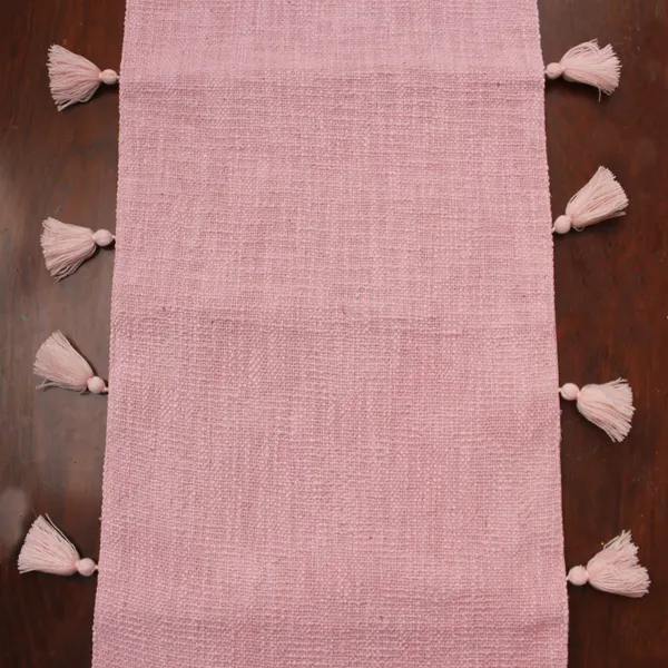 Pack_of_1_Piece_Cotton_Baby_Pink_Merit_Tassel_Collection_Table_Runner-For_Dining_&_Center_Table