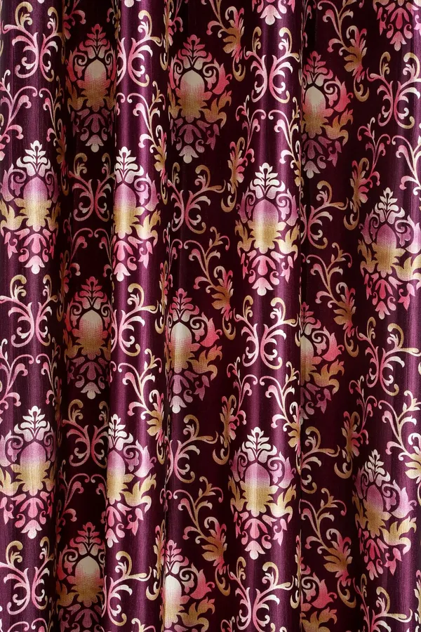 Dekor_World_Polyester_Maroon_Damask_Multi_Printed_Eyelet_Curtain_Set_(Pack_of_2)-110x275cm_(4x9_Feet)_Long_Door_Curtain