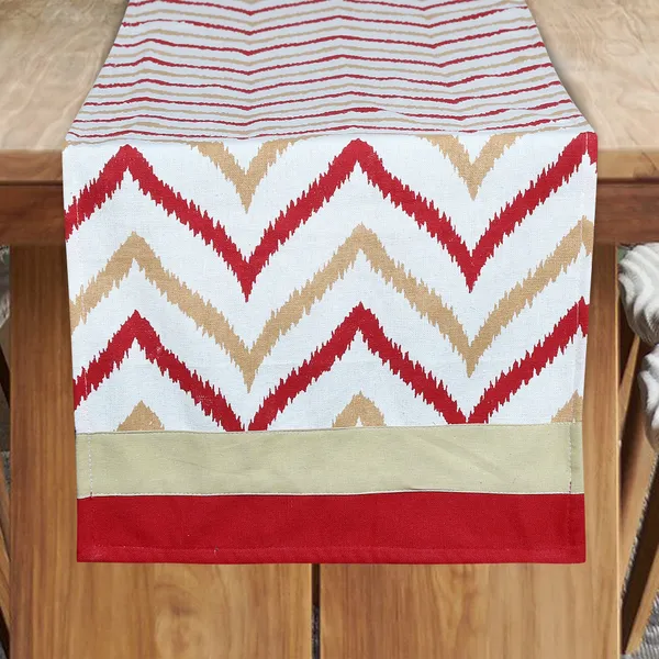 Pack_of_5,_7_&_9Pieces_Cotton_Red_Chevron_Printed_Table_Runner_With_Place_Mat_for_Dining_&_Center_Table
