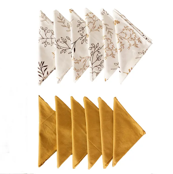 Pack_of_12_Pieces_Cotton_Yellow_Blossom_Bliss_Printed_and_Plain_Napkin_Set_for_Dining_and_Kitchen
