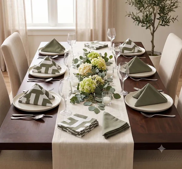 Pack_of_12_Pieces_Cotton_Beige_Chevron_Printed_and_Plain_Napkin_Set_for_Dining_and_Kitchen